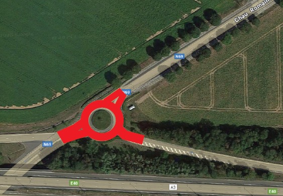 Waremme: fermeture du rond-point situé sur la Chaussée romaine et de la sortie 29 de l’E40/A3 depuis Liège