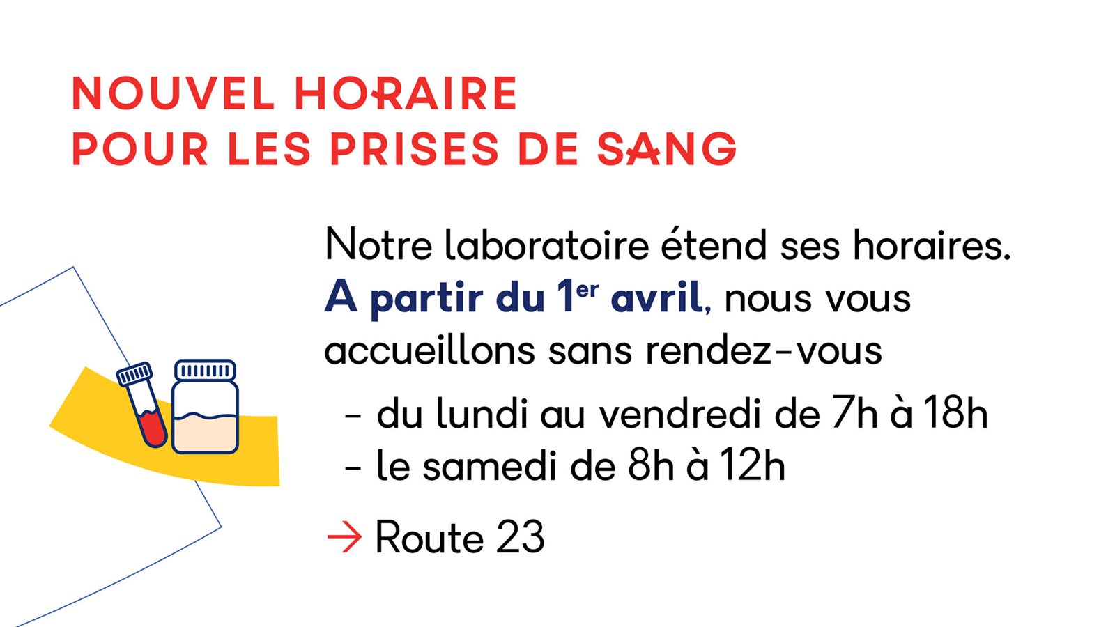 Clinique CHC Waremme. Nouvel horaire pour les prises de sang